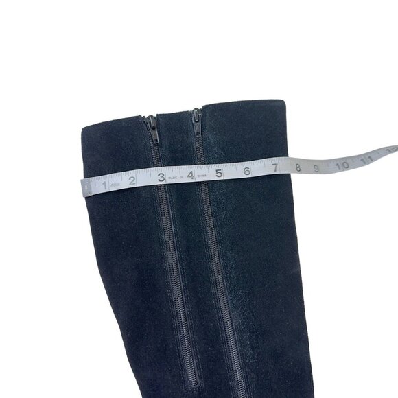 Aerosoles Binocular Women SZ 7W Black Suede Leather Knee Boots-2.5” Wedge Heels - Picture 6 of 16